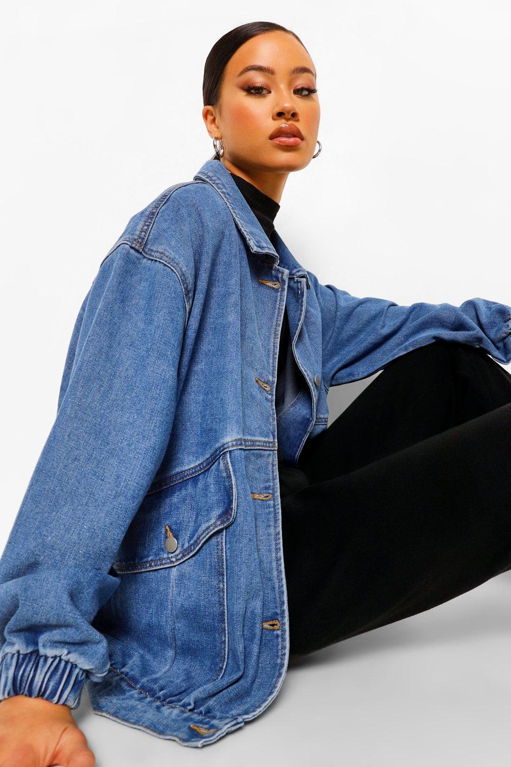 Boohoo longline denim jacket best sale